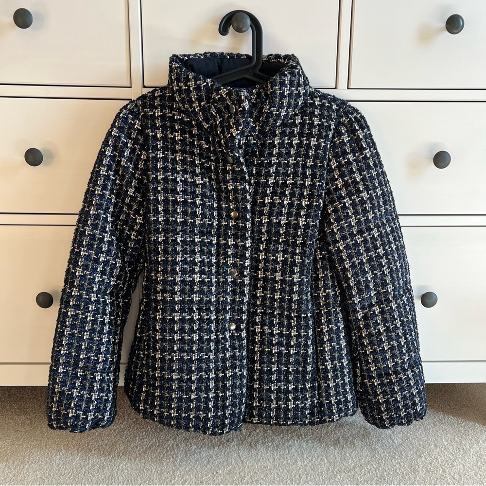 Ann Taylor NWT Size XSP Textured Tweed Metallic Puffer